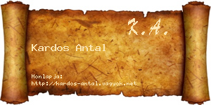 Kardos Antal névjegykártya